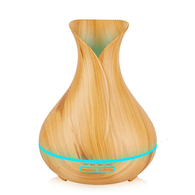 400ml Aroma Essential Oil Diffuser Ultrasonic Air Humidifier with Wood Grain 7 Color Changing LED Lights for Office Home