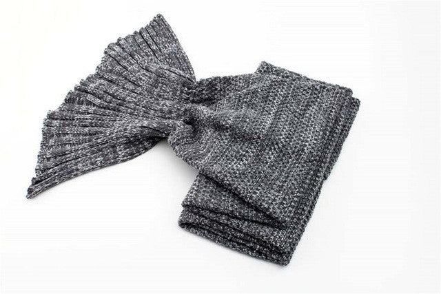 CAMMITEVER 4 Sizes Yarn Knitted Mermaid Tail Blanket Soft Sleeping Bed Handmade Crochet Anti-Pilling Portable Blanket For Spring