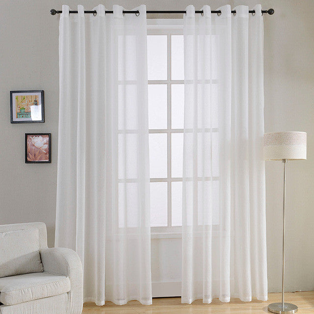 Modern Soild White Sheer Curtains for Living Room Bedroom Kitchen Door Cafe Voile Tulle Window Curtains Plain Pleated