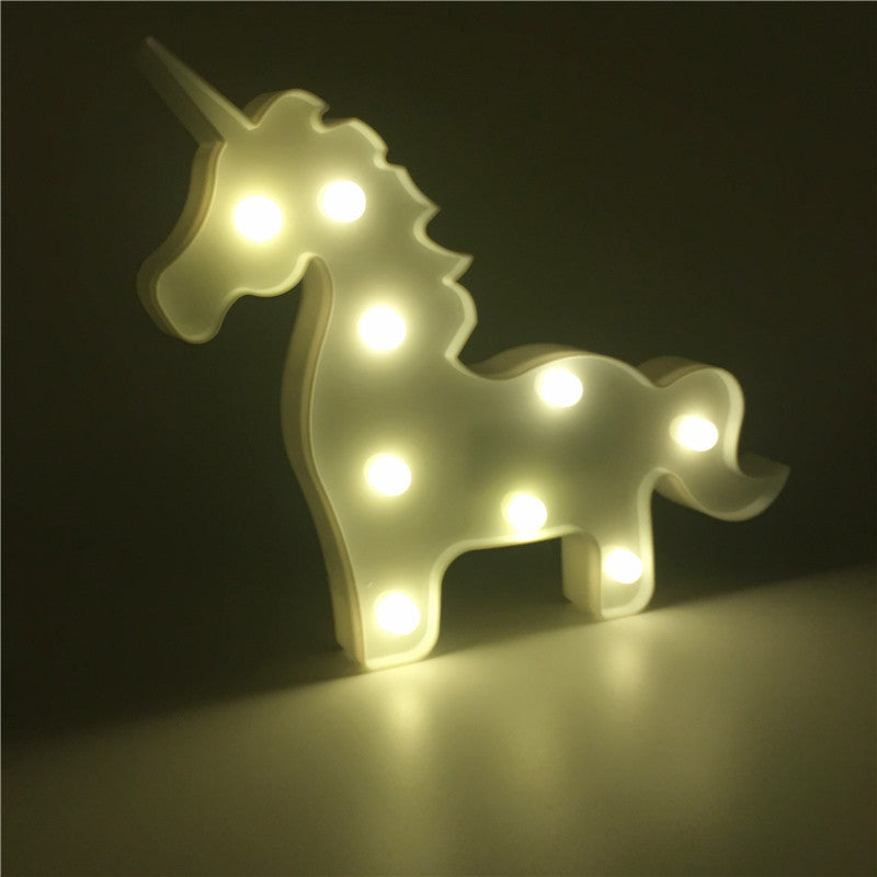 Marquee Sign Unicorn LED Letter Lamp 3D LED Battery Light Romantic Mood Desk Table Lamp for Kids' Room Decoration 3D Nightlight