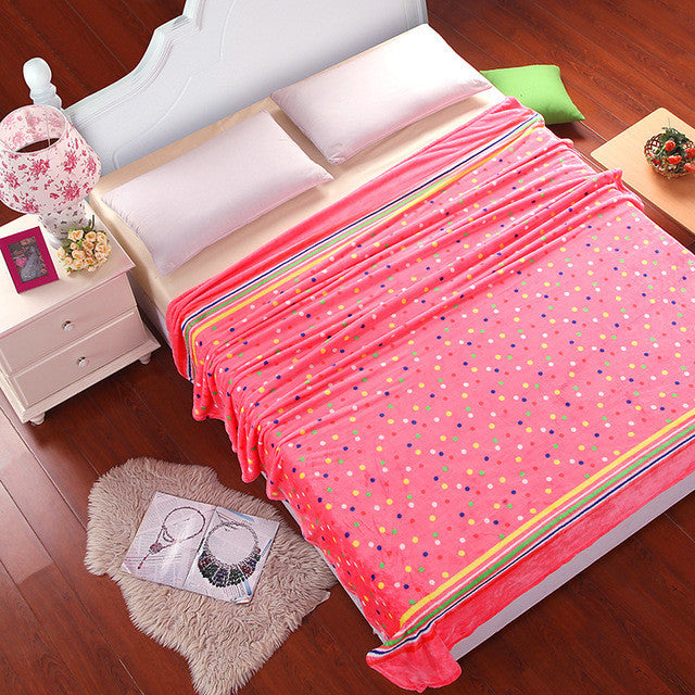 Blue Bright Stars Style Coral Fleece Blankets On Bed The Throws Warm Soft Can Be As Bed Sheet Bedspreads