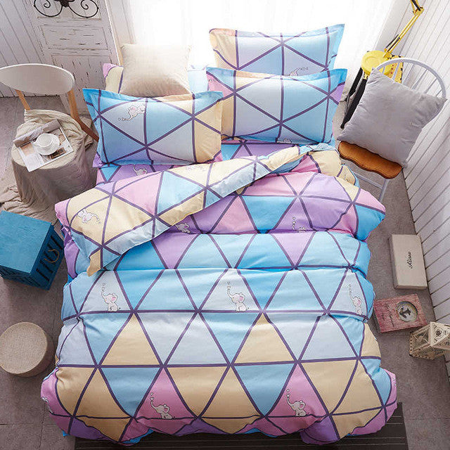 Home Textile 3pcs King Size Colorful Bedding Sets Pretty Geometric Plaid 4pcs Duvet Cover Sets Pillowcases Pillow Covers
