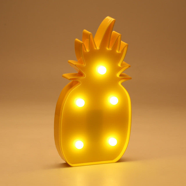 INS Cactus Flamingo Pineapple LED Battery Nightlight 3D Marquee Desk Table Lamp Letter For Kids Gift Decoration 3D Night Light