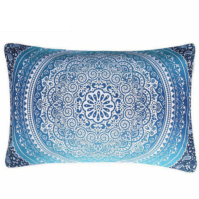 Moroccan Pillow Case Crystal Arrays Blue Bedclothes Mandala Printed Pillowcase Soft Pillow Cover 50x75cm 50x90cm