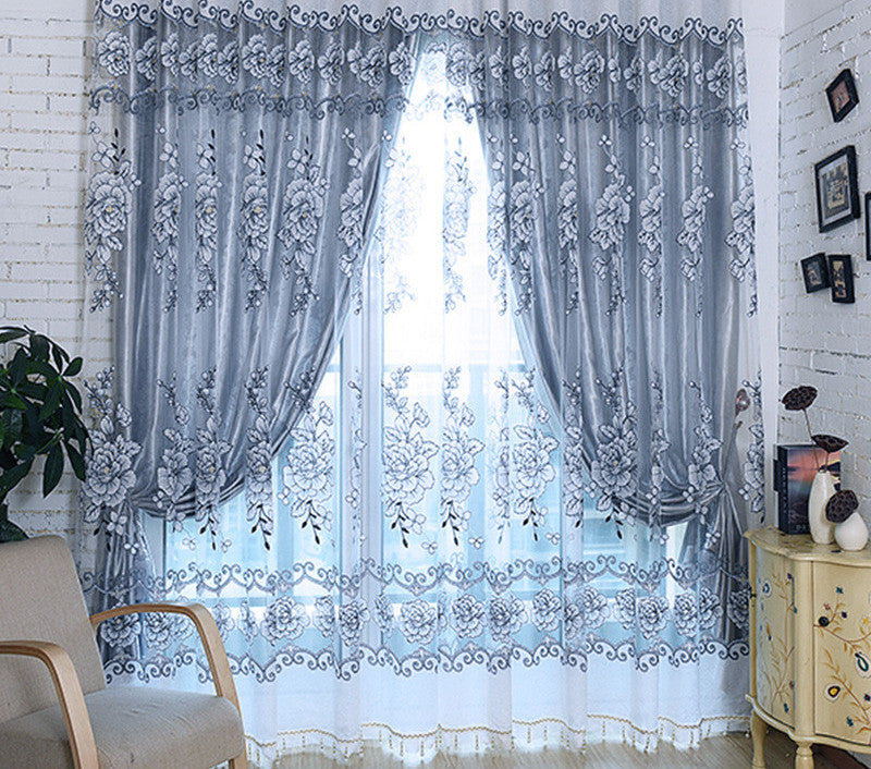 Grey Luxury Jacquard Tulle Sheer Window Curtains for Living Room the Bedroom Embroidered Shade Voile Drapes Panel