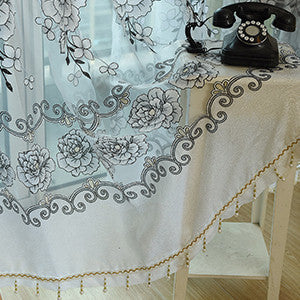Grey Luxury Jacquard Tulle Sheer Window Curtains for Living Room the Bedroom Embroidered Shade Voile Drapes Panel