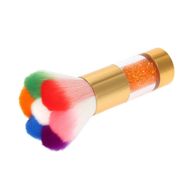 Colorful Nail Dust Brushes Acrylic UV Nail Gel Powder Nail Art Dust Remover Brush Cleaner Rhinestones Makeup Foundation Tool