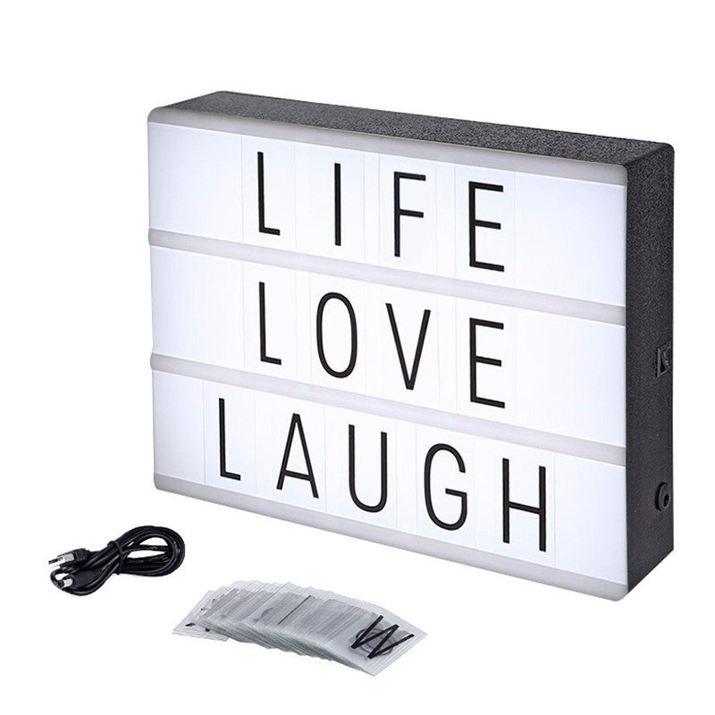 DIY Cinematic Light Box Battery USB Powered Lightbox A4 A5 Size With Letters Numbers Acrylic LED Lamp Figurines Desk Night Light
