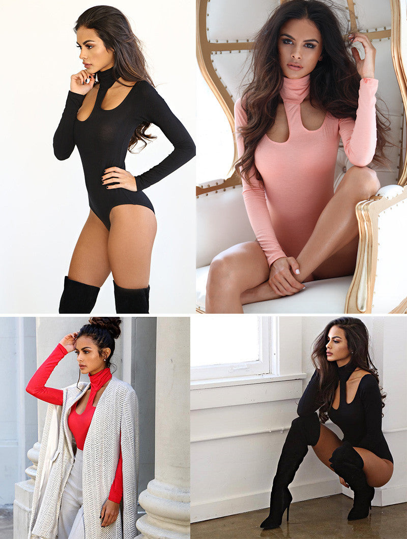 Knitted Hollow Long Sleeve Club Bodysuit - CelebritystyleFashion.com.au online clothing shop australia