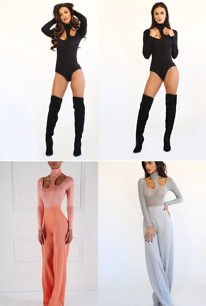 Knitted Hollow Long Sleeve Club Bodysuit - CelebritystyleFashion.com.au online clothing shop australia