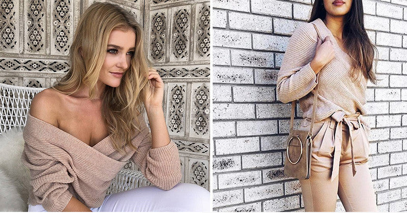 V Neck Sweater Loose Long Top Jumper - CelebritystyleFashion.com.au online clothing shop australia