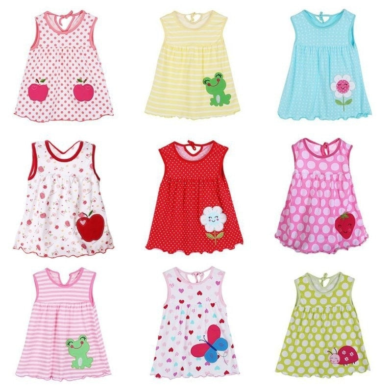 0-24M New borns Cotton Flower Dresses, Baby Girls Summer Multi Pattern Clothes