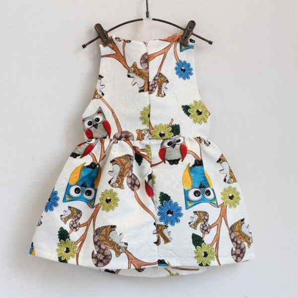 Trendy Baby Girls Sleeveless Owl Print Tutu Dress One Piece Party Cocktail Dresses - CelebritystyleFashion.com.au online clothing shop australia