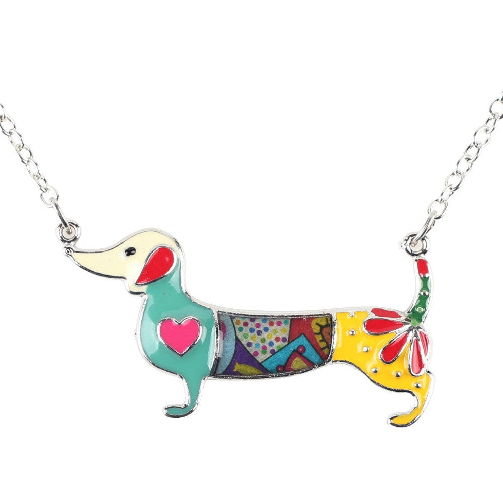 Bonsny Statement Metal Alloy Enamel Dachshund Dog Choker Necklace Chain Collar Pendant Fashion New Jewelry For Women - CelebritystyleFashion.com.au online clothing shop australia