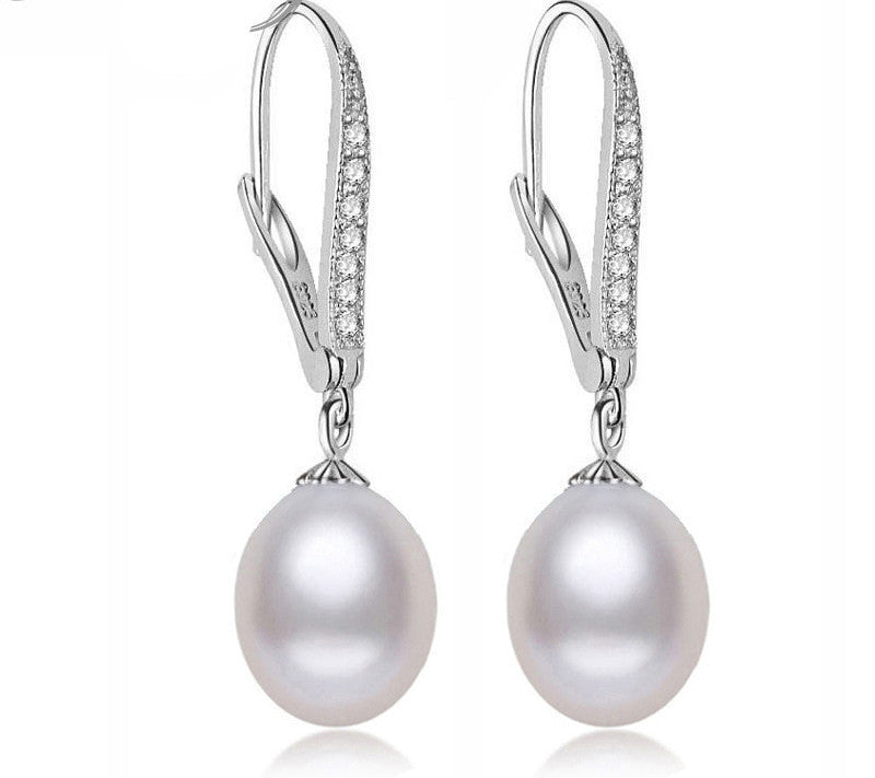 Real Freshwater Pearl Earring Sterling Silver 925 Jewelry Drop Natural Pearl Earrings Wedding Girl Birthday Best Gift White Pink - CelebritystyleFashion.com.au online clothing shop australia