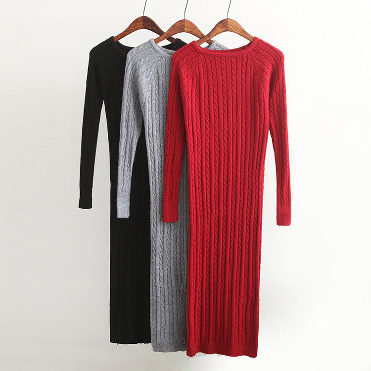 New Twist Women long sweater dress spring sexy slim Bodycon Dresses Elastic Skinny Split Dress Brief Knitted Dress vestidos - CelebritystyleFashion.com.au online clothing shop australia