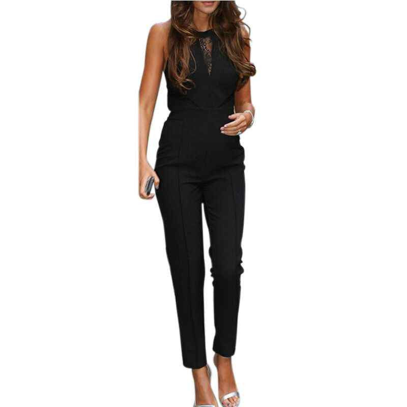 Bodycon Jumpsuits Womens Sleeveless Lace Patchwork Rompers Playsuits Black Pants Plus Size XS-4XL - CelebritystyleFashion.com.au online clothing shop australia