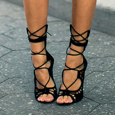 Women Pumps Brand Designer High Heels Cut Outs Lace Up Open Toe Party Shoes Woman Gladiator Sandals Women Ladies - CelebritystyleFashion.com.au online clothing shop australia
