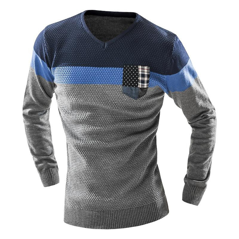 Men'S Fashion Mixed Colors Sweater Men Leisure Slim Pull Homme V-Neck Long-Sleeved Sweater Solid Sweater Sweater Men XXL KF - CelebritystyleFashion.com.au online clothing shop australia