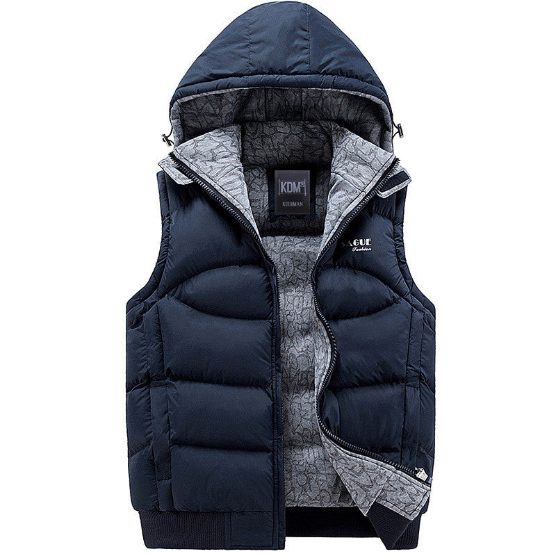 New Mens Jacket Sleeveless veste homme Winter Fashion Casual Coats Male Hooded Cotton-Padded Men's Vest men Thickening Waistcoat - CelebritystyleFashion.com.au online clothing shop australia