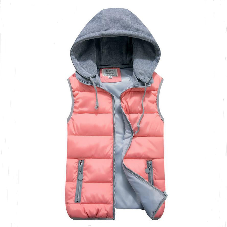 women's cotton wool collar hooded down vest Removable hat high quality Brand New female winter warm Jacket&Outerwear Thicken - CelebritystyleFashion.com.au online clothing shop australia