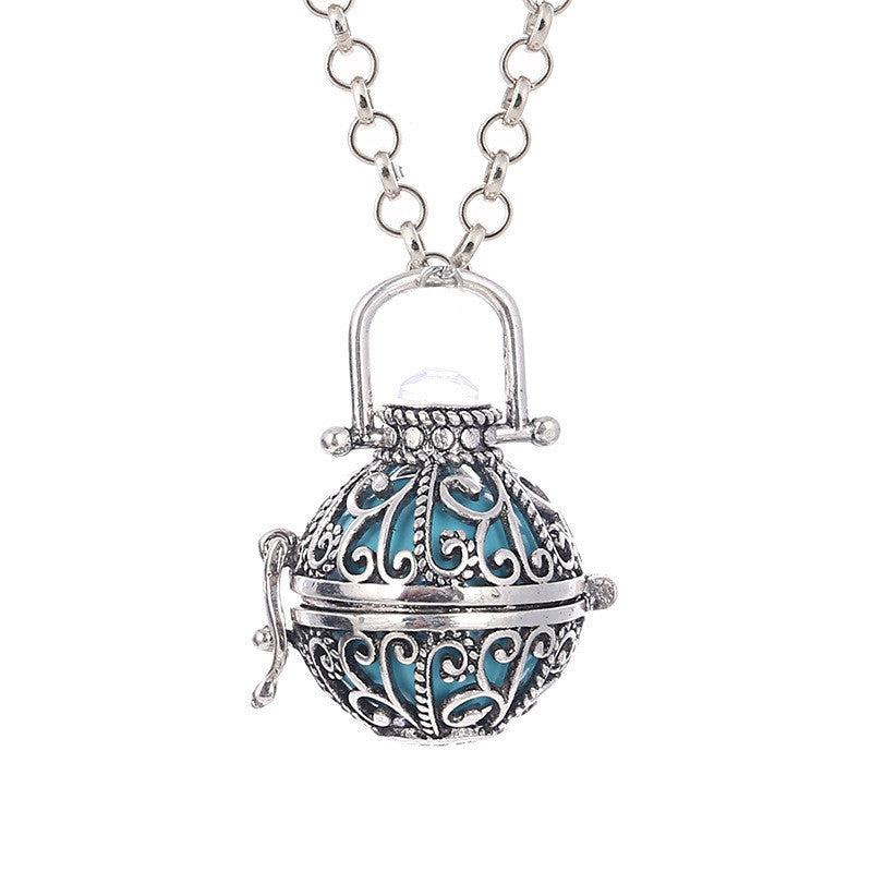 Fashion Jewelry Women Angel Ball Metal Long Chain Necklace Antique Silver Plated Crystal Stone Cage for Pregnant Women and Baby - CelebritystyleFashion.com.au online clothing shop australia