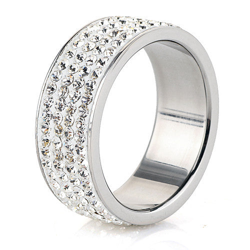 Four Row Crystal Jewelry Free Shipping Fashion Stainless Steel Ring for women - CelebritystyleFashion.com.au online clothing shop australia