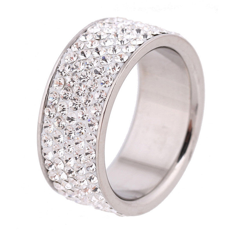5 Row Lines Clear Crystal Jewelry Fashion Stainless Steel Engagement Rings - CelebritystyleFashion.com.au online clothing shop australia