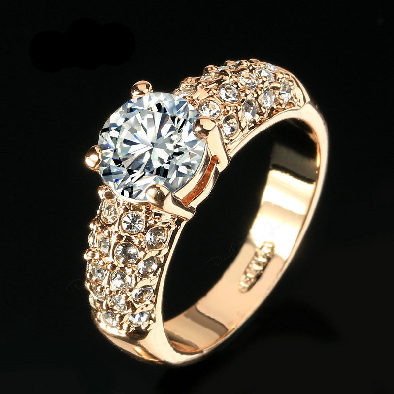 Engagement Wedding Rings CZ Diamond 18K Rose Gold Plated Fashion Brand Rhinestone Ring Jewelry For Women anel DFR105 - CelebritystyleFashion.com.au online clothing shop australia