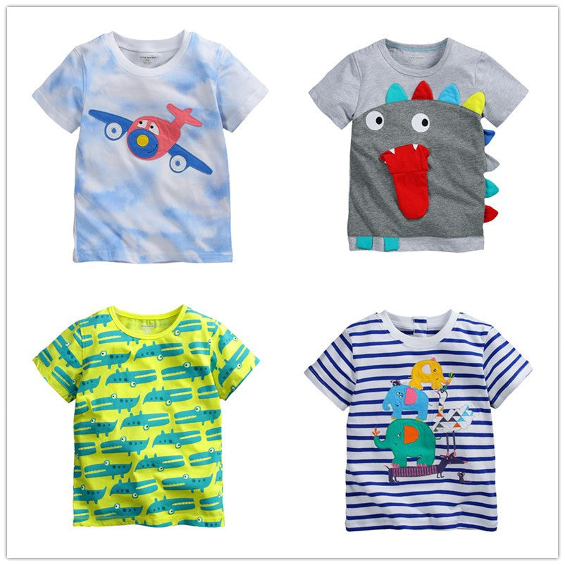 1-6Y Baby Boy T-shirt boys shirts children Tees Short sleeve shirts Summer Kids Tops Cartoon plane trucks Clothing Cotton stripe - CelebritystyleFashion.com.au online clothing shop australia