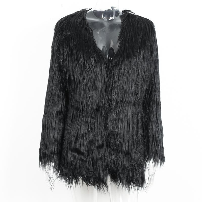 Elegant Faux Fur Coat Fluffy Chic Winter Coat Jacket - CELEBRITYSTYLEFASHION.COM.AU - 2