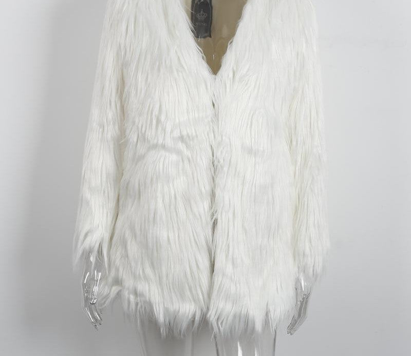 Elegant Faux Fur Coat Fluffy Chic Winter Coat Jacket - CELEBRITYSTYLEFASHION.COM.AU - 3
