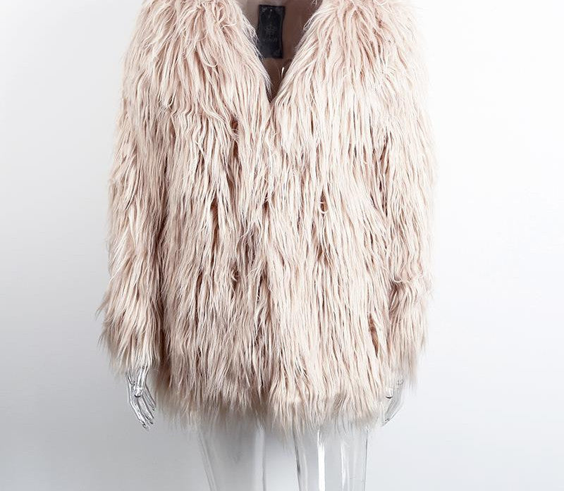 Elegant Faux Fur Coat Fluffy Chic Winter Coat Jacket - CELEBRITYSTYLEFASHION.COM.AU - 4
