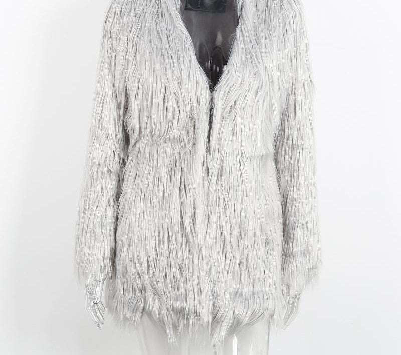 Elegant Faux Fur Coat Fluffy Chic Winter Coat Jacket - CELEBRITYSTYLEFASHION.COM.AU - 5