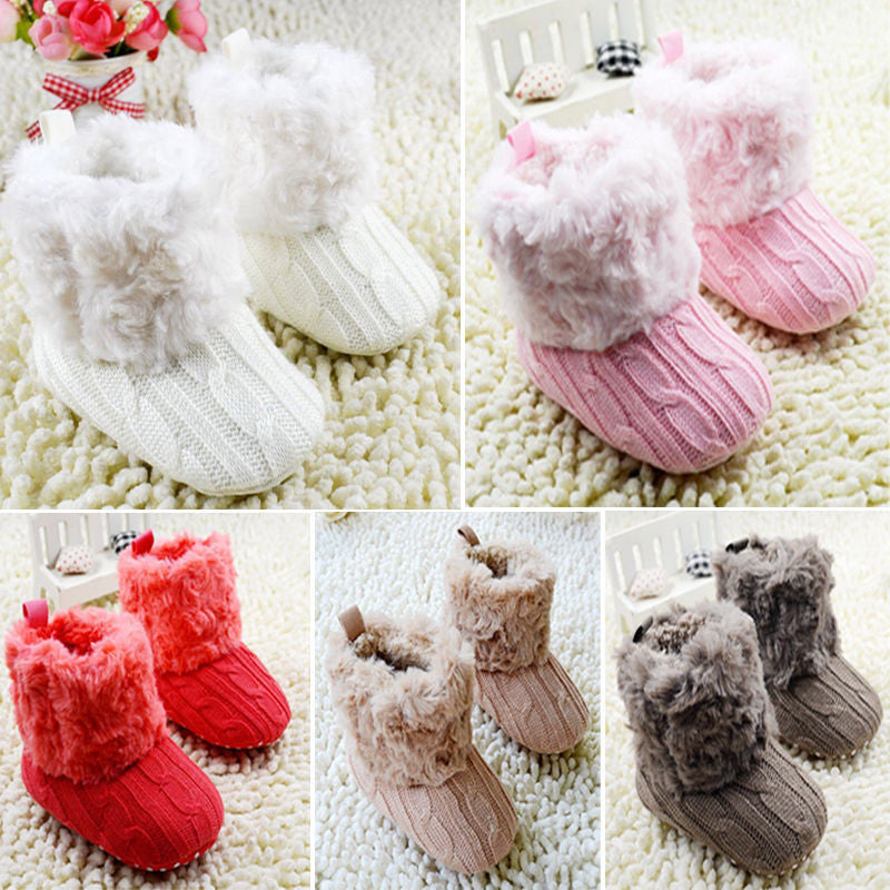 Baby Shoes Infants Crochet Knit Fleece Boots Toddler Girl Boy Wool Snow Crib Shoes Winter Booties - CelebritystyleFashion.com.au online clothing shop australia