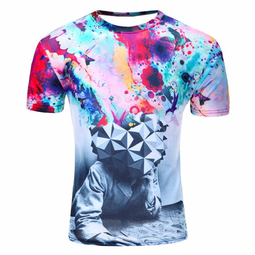 Men Fashion 3D Animal Creative T-Shirt, Lightning/smoke lion/lizard/water droplets 3d printed short sleeve T Shirt M-4XL - CelebritystyleFashion.com.au online clothing shop australia