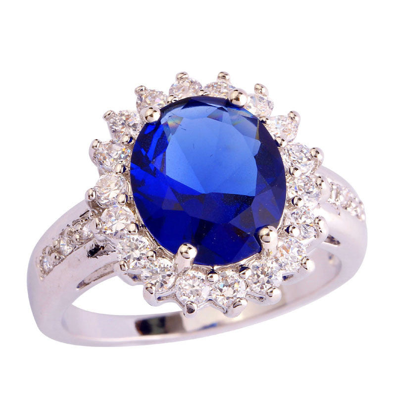 Jewelry Blue Sapphire Quartz 18K White Gold Plated Silver Ring - CelebritystyleFashion.com.au online clothing shop australia
