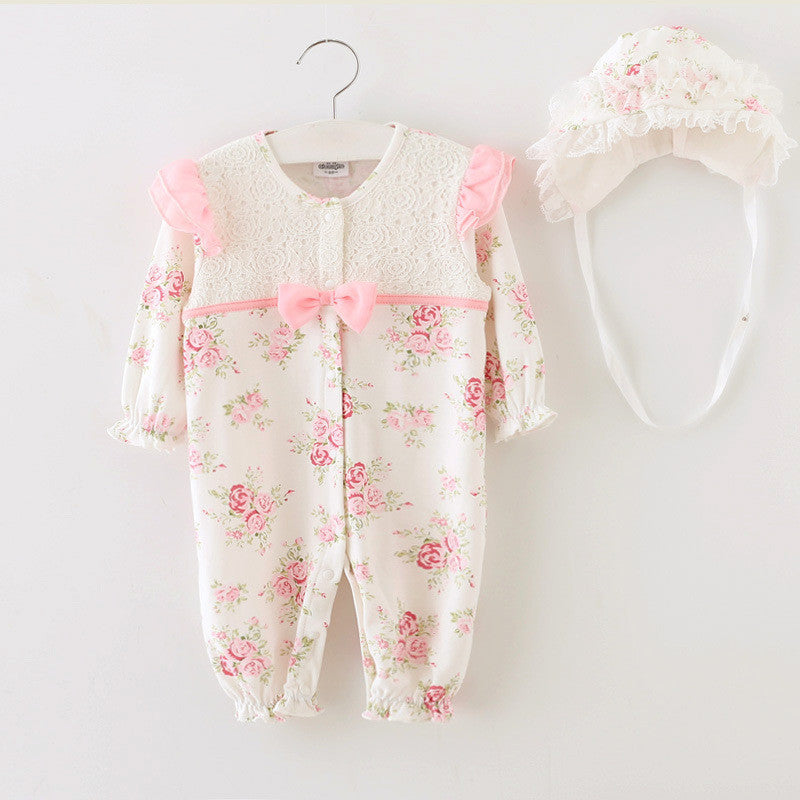Newborn Princess Style Baby Girl Clothes Kids Birthday Dress Girls Lace Rompers+Hats Baby Clothing Sets Infant Jumpsuit - CelebritystyleFashion.com.au online clothing shop australia