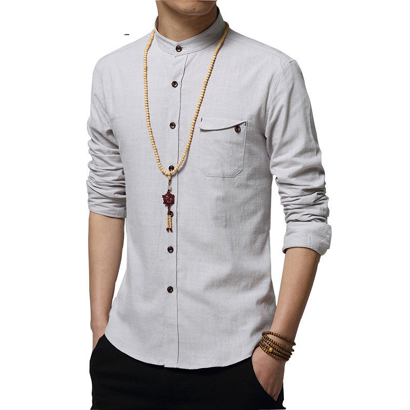 New Autumn Fashion Brand Men Colthes Slim Fit Men Long Sleeve Shirt White Linen Shirts Men Casual Business Shirts Plus size - CelebritystyleFashion.com.au online clothing shop australia