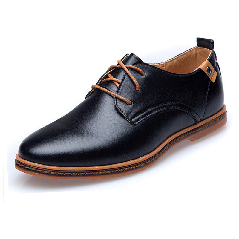 Men Leather Shoes Casual Leather Lace-up Shoes Black Brown Flat Leather Loafers Oxford shoes Plus size 45,46,47 - CelebritystyleFashion.com.au online clothing shop australia