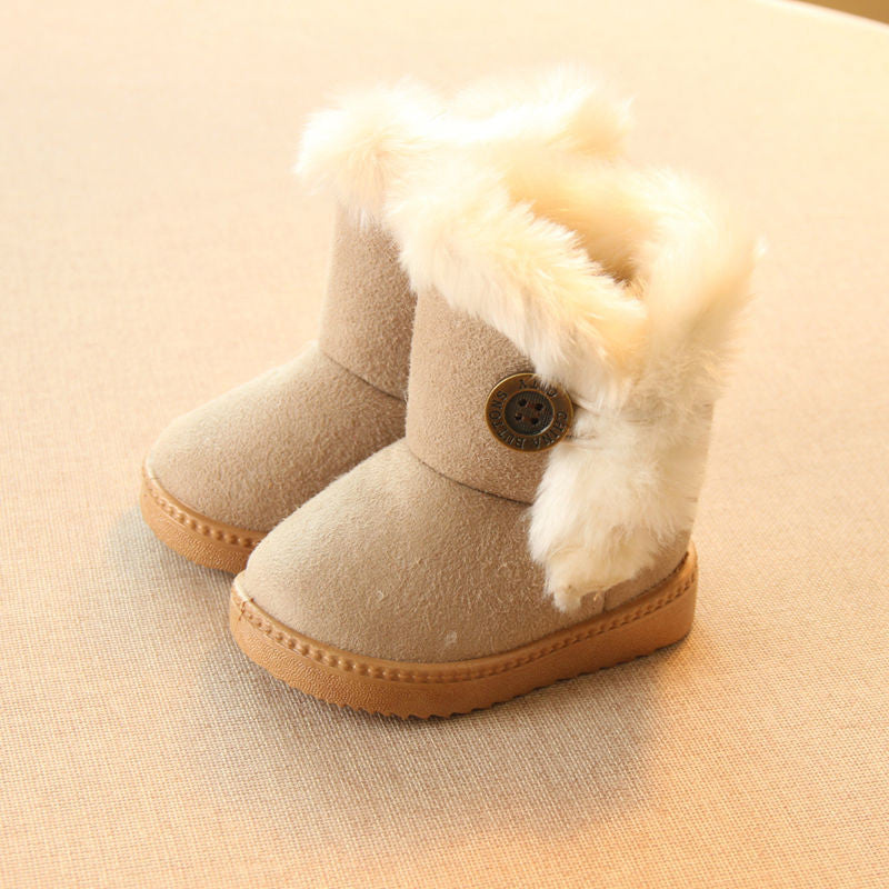 Winter Children Boots Thick Warm Shoes Cotton-Padded Suede Buckle Boys Girls Boots Boys Snow Boots Kids Shoes EU 21-35 - CelebritystyleFashion.com.au online clothing shop australia