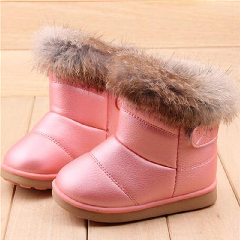 EU21-30 Winter Warm Wool Cloth With Soft Nap Of Rabbit Hair Fur Rubber Soles Children Snow Boots Kids Shoes For Girls Boots - CelebritystyleFashion.com.au online clothing shop australia