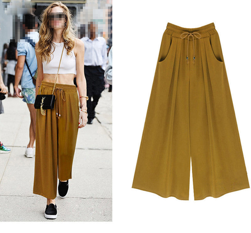 Women's Summer Harem Pants Casual Loose Cotton Blended Pleated Pockets Solid Elastic Waist Wide Leg Pants Plus Size - CelebritystyleFashion.com.au online clothing shop australia