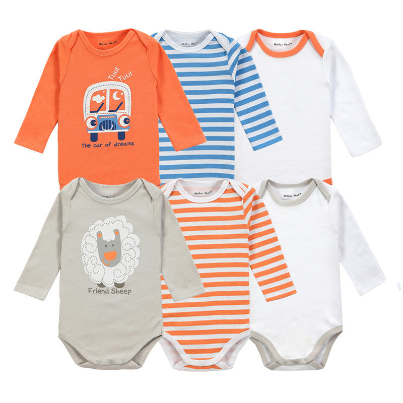 6 Pieces Brand Baby Girl Clothes Boy Long Sleeve Bodysuits New Born Clothing With Character Printed Infant Jumpsuit Overall - CelebritystyleFashion.com.au online clothing shop australia