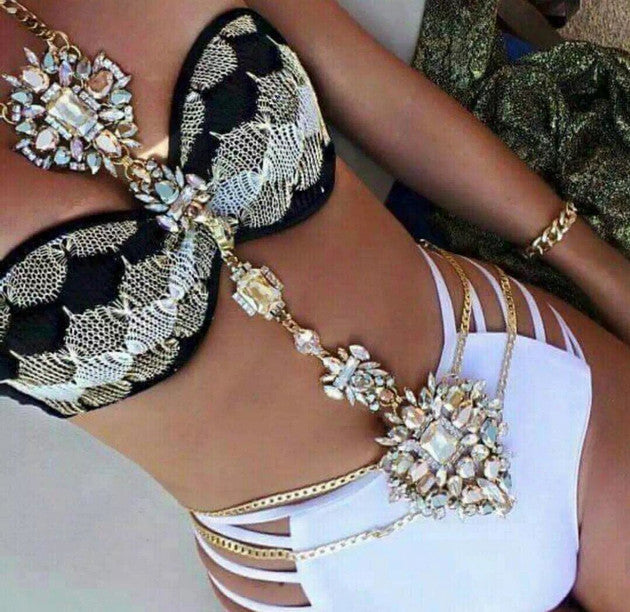 New ZA Long Body Chain DIY Handmade Luxury Blue Red Gem Fashion Crystal Necklace Pendant Set Statement Summer Vacation - CelebritystyleFashion.com.au online clothing shop australia