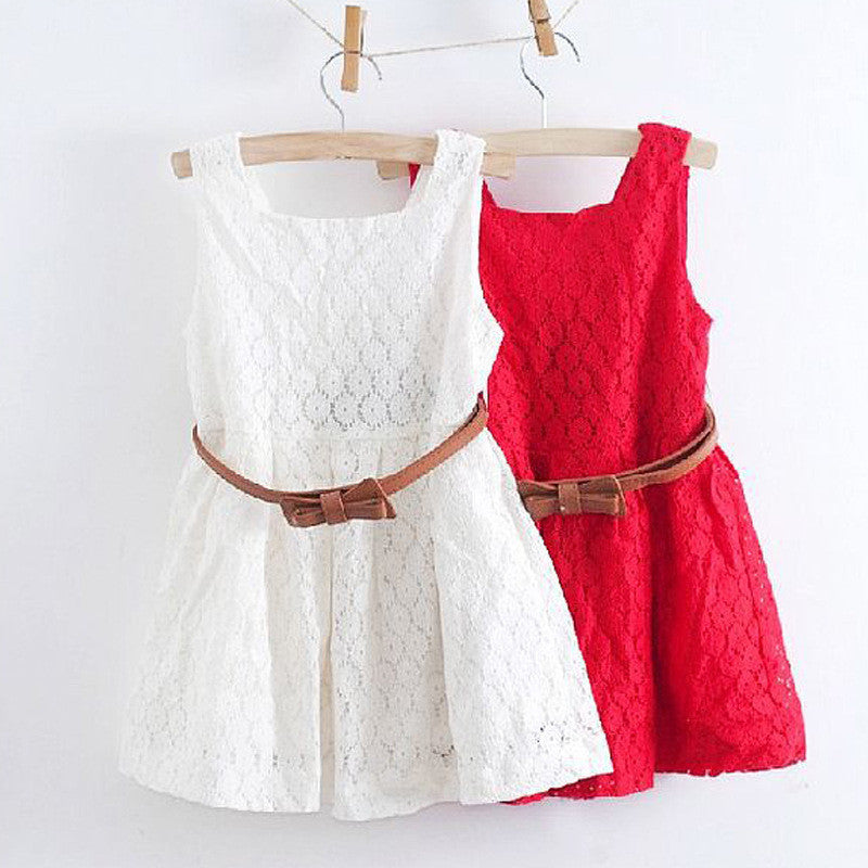 Summer Lace Vest Girls Dress Baby Girl Princess Dress 2-8 Years Children Clothes Kids Party Clothing For Girls Free Belt - CelebritystyleFashion.com.au online clothing shop australia