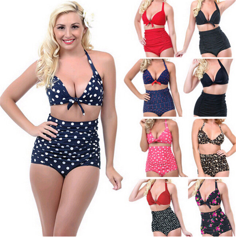 Push up High Waist Swimsuit Women Bathing Suit Padded Bikini set Retro Beachwear Plus Size Swimwear - CelebritystyleFashion.com.au online clothing shop australia