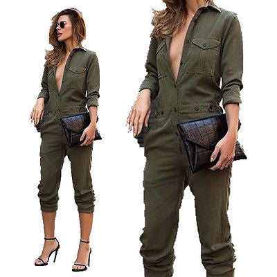 Womens Slim OL Playsuit Ladies Romper Long Sleeve Jumpsuit Pants - CelebritystyleFashion.com.au online clothing shop australia