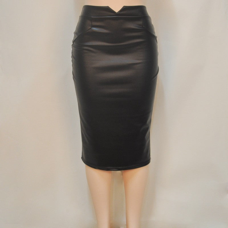 Faux Leather Stretch Maxi High Waisted Pencil Skirt -  - 2