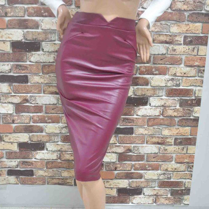 Faux Leather Stretch Maxi High Waisted Pencil Skirt -  - 4